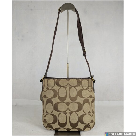 COACH F21905 SIGNATURE STRIPE DUFFLE SIGNATURE FABRIC Dark Brown - Picture 2 of 15